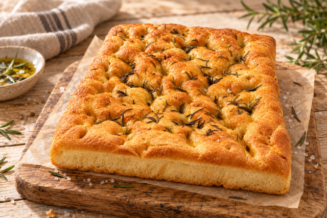 Focaccia plaat zeezout rozemarijn